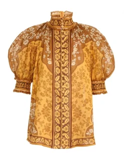 ZIMMERMANN Raie Short Sleeve Blouse