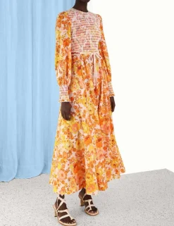 Outlet ZIMMERMANN Raie Smocked Bodice Midi Dress