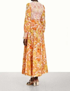 Outlet ZIMMERMANN Raie Smocked Bodice Midi Dress