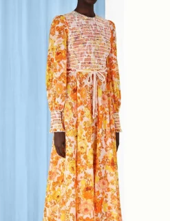 Outlet ZIMMERMANN Raie Smocked Bodice Midi Dress