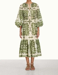Best ZIMMERMANN Raie Tiered Billow Midi Dress