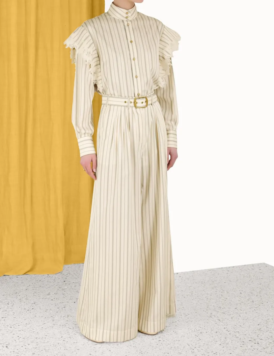 Discount ZIMMERMANN Sensory Lace Stripe Shirt