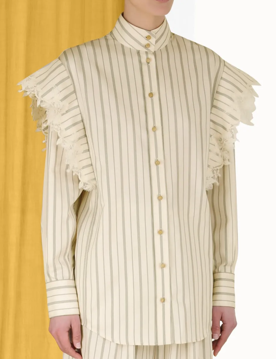 Discount ZIMMERMANN Sensory Lace Stripe Shirt