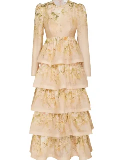 ZIMMERMANN Sensory Tiered Midi Dress