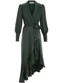 Best ZIMMERMANN Silk Wrap Midi Dress