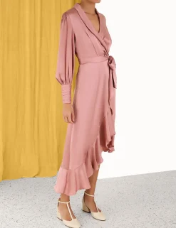 Online ZIMMERMANN Silk Wrap Midi Dress