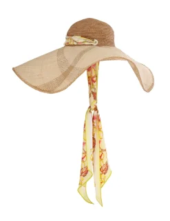 Discount ZIMMERMANN Straw & Printed Silk Sunhat