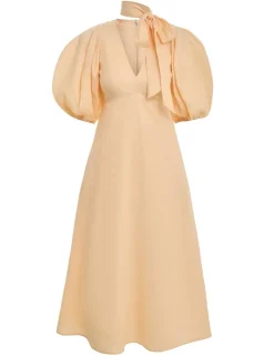 Clearance ZIMMERMANN Tie Neck Midi Dress