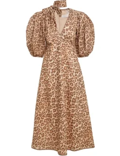 Online ZIMMERMANN Tie Neck Midi Dress