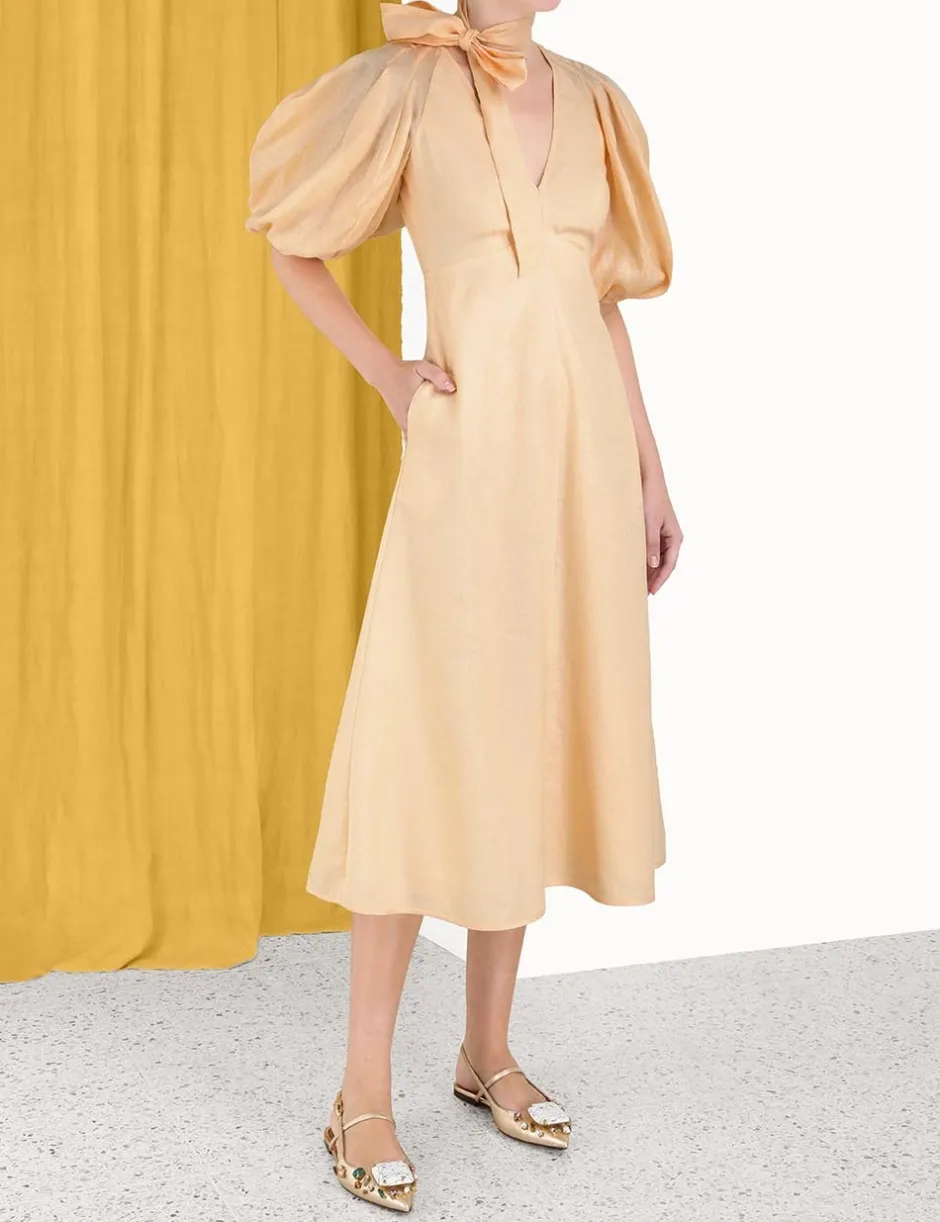 Clearance ZIMMERMANN Tie Neck Midi Dress