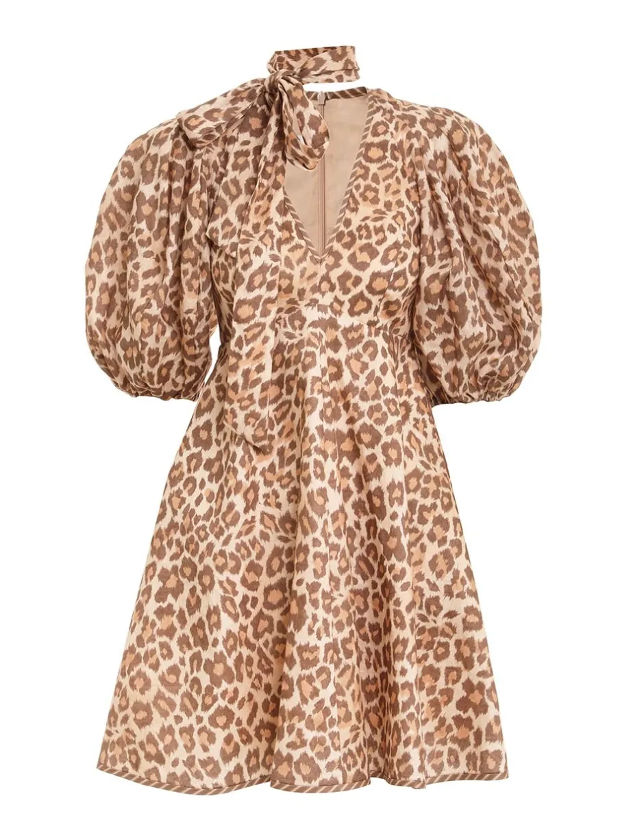Hot ZIMMERMANN Tie Neck Mini Dress