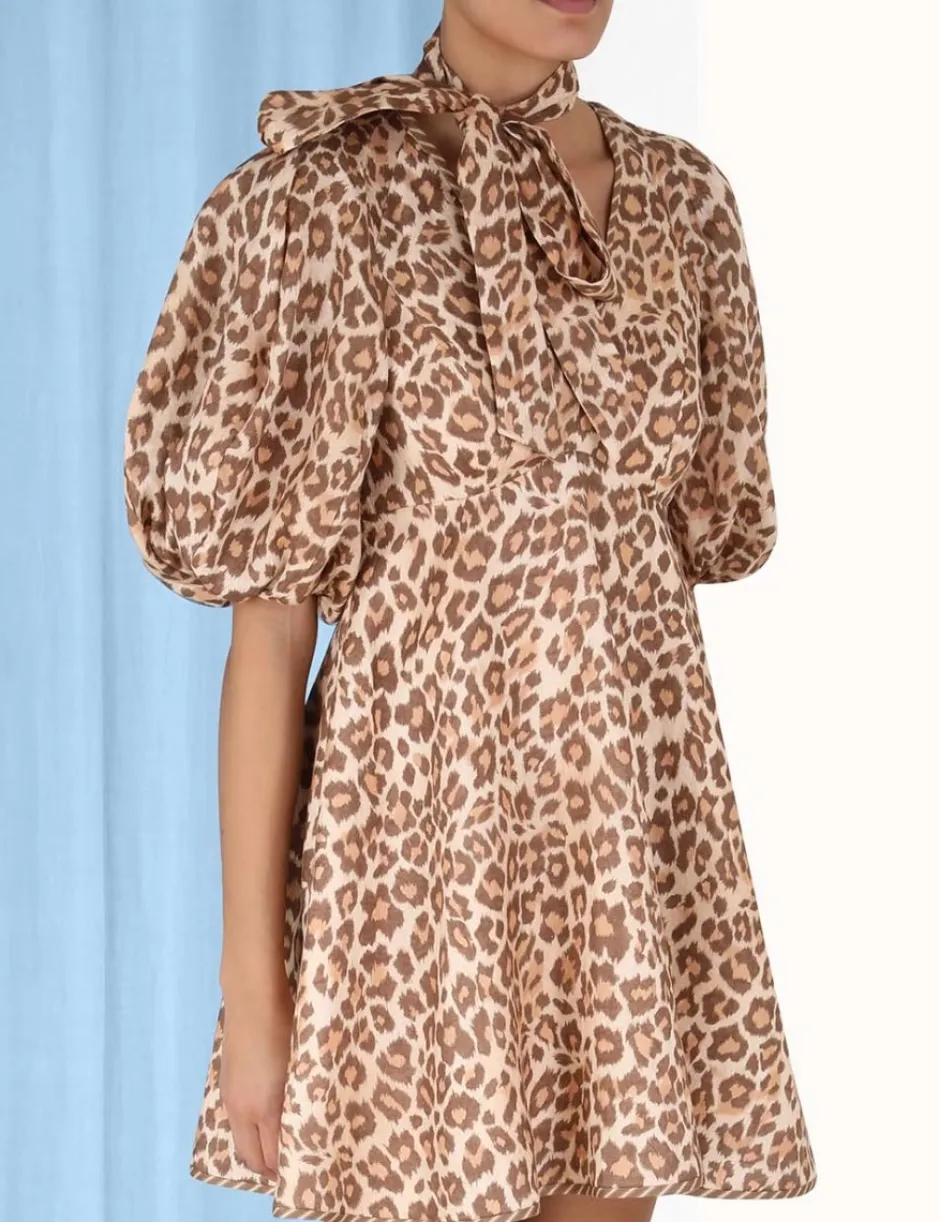 Hot ZIMMERMANN Tie Neck Mini Dress