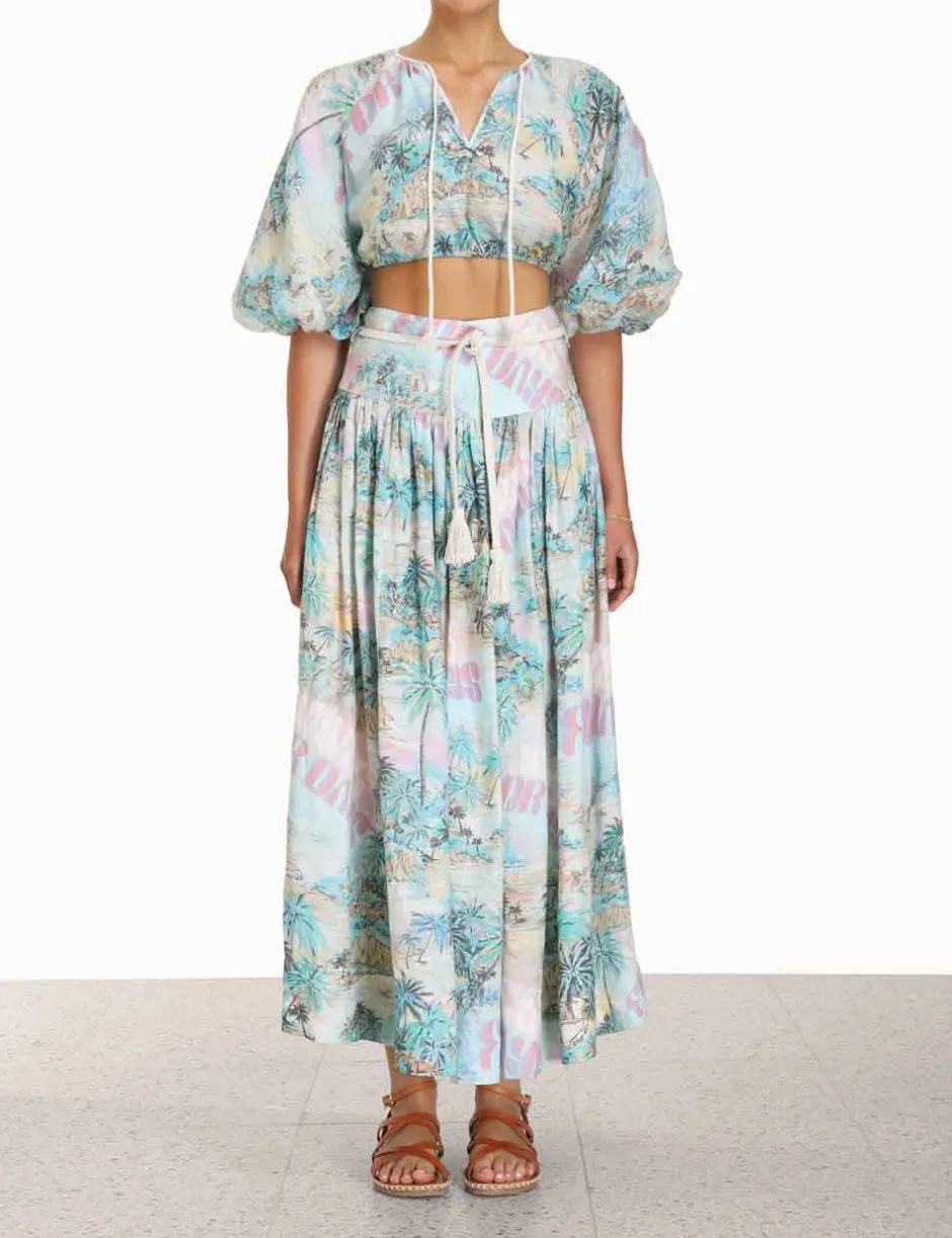 Sale ZIMMERMANN Vacay Puff Sleeve Crop Top