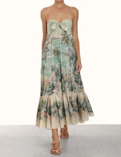 New ZIMMERMANN Vacay Strapless Tie Dress